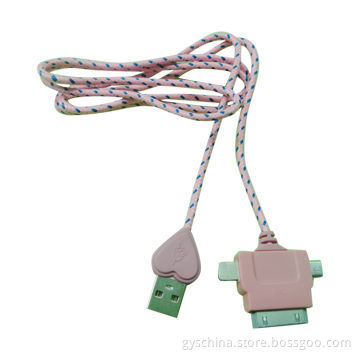 Round Fabric Braided 3-in-1 Data Cables